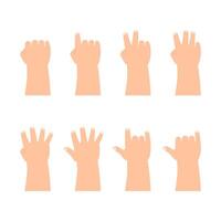 Hands of kid palms down gesture set vector