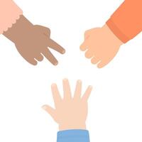 Rock paper scissors diverse kid hands palms down vector