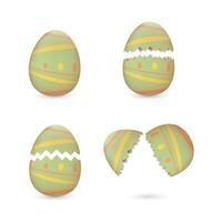Cracked easter eggs with lines set vector