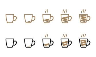 Coffee cup battery icon set vector