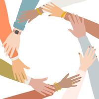 Hands of diverse people making circle vector