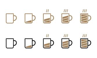 Coffee mug battery icon set vector