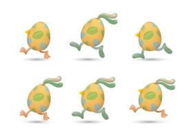 Leaf easter eggs run set vector