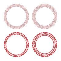 Chinese geometric round frame and border set vector