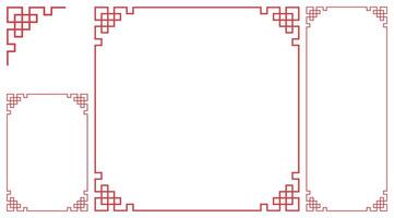 Chinese geometric square frame and border set vector