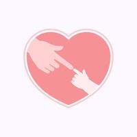 Big and small index fingers touching in heart shaped flat illustration vector