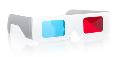 3d glasses with red and blue lenses on a white background photo