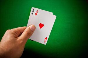 A hand holding a card with a heart on it photo