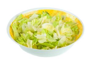 A bowl of lettuce on a white background photo