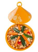A plate with vegetables and couscous on it photo