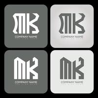 MK polygon, hexagon, flat and simple letter logo set in one artboard. MK minimalist and classic logo. vector