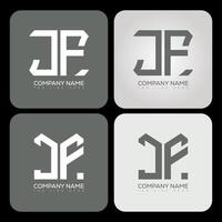 JF polygon, hexagon, flat and simple letter logo set in one artboard. JF minimalist and classic logo. vector