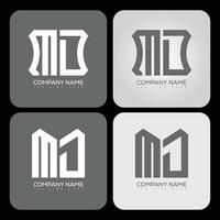 MD polygon, hexagon, flat and simple letter logo set in one artboard. MD minimalist and classic logo. vector
