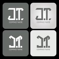 JT polygon, hexagon, flat and simple letter logo set in one artboard. JT minimalist and classic logo. vector