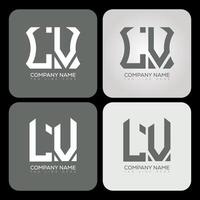 LV polygon, hexagon, flat and simple letter logo set in one artboard. LV minimalist and classic logo. vector