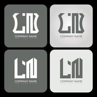LN polygon, hexagon, flat and simple letter logo set in one artboard. LN minimalist and classic logo. vector
