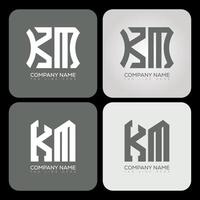 KM polygon, hexagon, flat and simple letter logo set in one artboard. KM minimalist and classic logo. vector