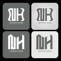 NH polygon, hexagon, flat and simple letter logo set in one artboard. NH minimalist and classic logo. vector