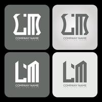 LM polygon, hexagon, flat and simple letter logo set in one artboard. LM minimalist and classic logo. vector