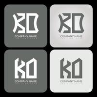 KO polygon, hexagon, flat and simple letter logo set in one artboard. KO minimalist and classic logo. vector