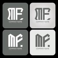 MF polygon, hexagon, flat and simple letter logo set in one artboard. MF minimalist and classic logo. vector