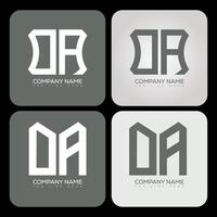 OA polygon, hexagon, flat and simple letter logo set in one artboard. OA minimalist and classic logo. vector