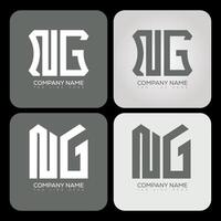 NG polygon, hexagon, flat and simple letter logo set in one artboard. NG minimalist and classic logo. vector