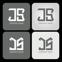 JS polygon, hexagon, flat and simple letter logo set in one artboard. JS minimalist and classic logo. vector