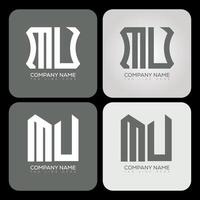 MU polygon, hexagon, flat and simple letter logo set in one artboard. MU minimalist and classic logo. vector