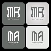 MA polygon, hexagon, flat and simple letter logo set in one artboard. MA minimalist and classic logo. vector