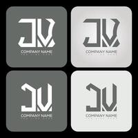 JV polygon, hexagon, flat and simple letter logo set in one artboard. JV minimalist and classic logo. vector