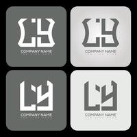 LY polygon, hexagon, flat and simple letter logo set in one artboard. LY minimalist and classic logo. vector