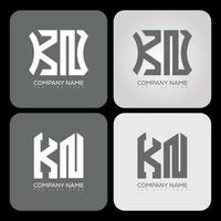 KN polygon, hexagon, flat and simple letter logo set in one artboard. KN minimalist and classic logo. vector