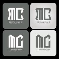 MC polygon, hexagon, flat and simple letter logo set in one artboard. MC minimalist and classic logo. vector