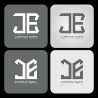 JE polygon, hexagon, flat and simple letter logo set in one artboard. JE minimalist and classic logo. vector