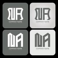 NA polygon, hexagon, flat and simple letter logo set in one artboard. NA minimalist and classic logo. vector