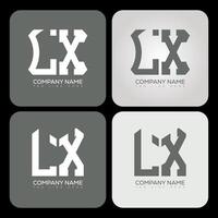 LX polygon, hexagon, flat and simple letter logo set in one artboard. LX minimalist and classic logo. vector