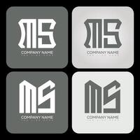 MS polygon, hexagon, flat and simple letter logo set in one artboard. MS minimalist and classic logo. vector