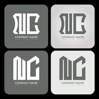 NC polygon, hexagon, flat and simple letter logo set in one artboard. NC minimalist and classic logo. vector