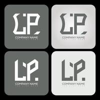 LP polygon, hexagon, flat and simple letter logo set in one artboard. LP minimalist and classic logo. vector