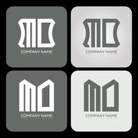 MO polygon, hexagon, flat and simple letter logo set in one artboard. MO minimalist and classic logo. vector