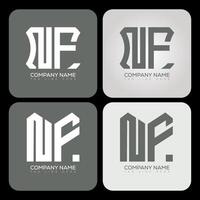 NF polygon, hexagon, flat and simple letter logo set in one artboard. NF minimalist and classic logo. vector