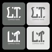 LT polygon, hexagon, flat and simple letter logo set in one artboard. LT minimalist and classic logo. vector