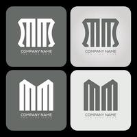 MM polygon, hexagon, flat and simple letter logo set in one artboard. MM minimalist and classic logo. vector