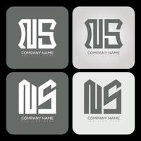 NS polygon, hexagon, flat and simple letter logo set in one artboard. NS minimalist and classic logo. vector
