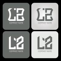 LZ polygon, hexagon, flat and simple letter logo set in one artboard. LZ minimalist and classic logo. vector