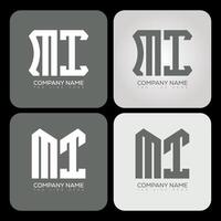 MI polygon, hexagon, flat and simple letter logo set in one artboard. MI minimalist and classic logo. vector