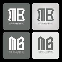 MB polygon, hexagon, flat and simple letter logo set in one artboard. MB minimalist and classic logo. vector