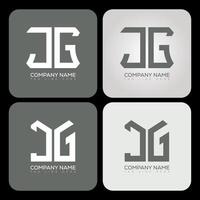 JG polygon, hexagon, flat and simple letter logo set in one artboard. JG minimalist and classic logo. vector