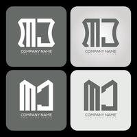 MJ polygon, hexagon, flat and simple letter logo set in one artboard. MJ minimalist and classic logo. vector